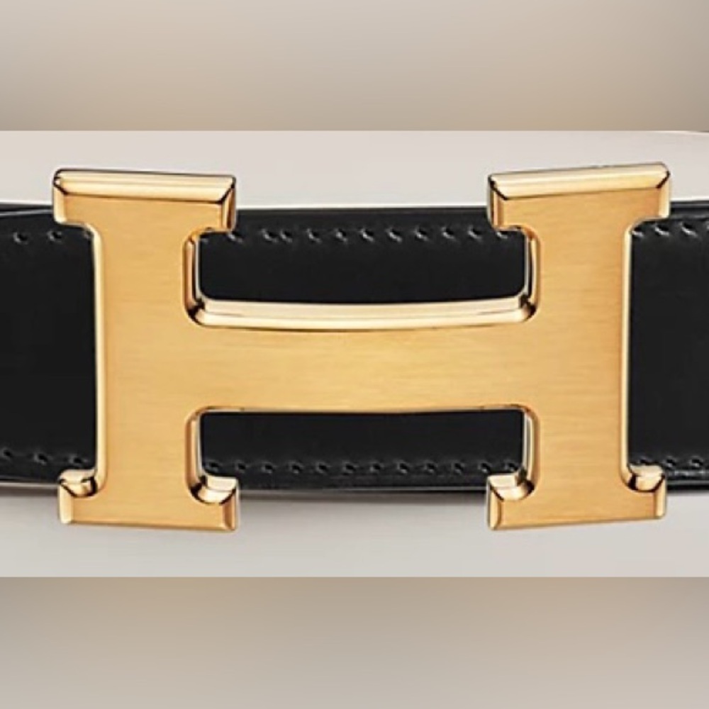 HERMES 32mm Platinum Brushed Gold Belt Buckle - BUCKLE ONLY - 100% Authentic